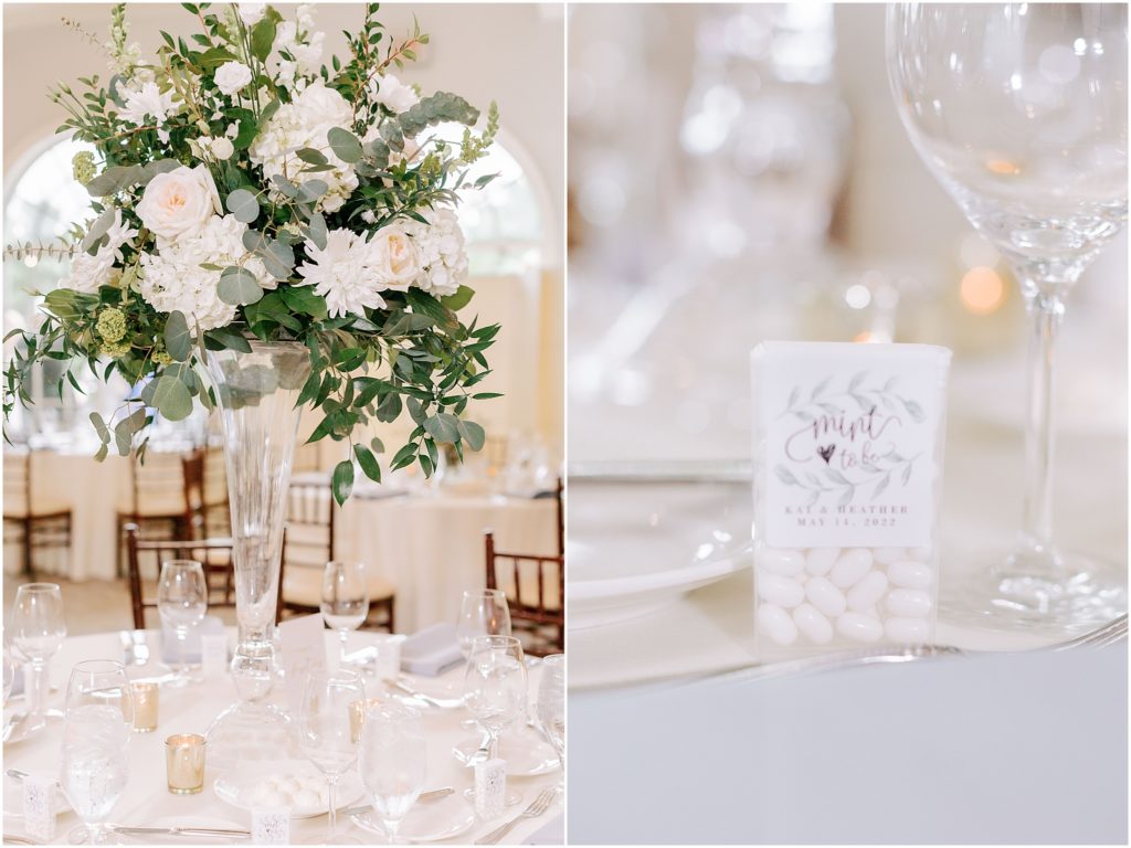 tabletop details at indoor wedding reception