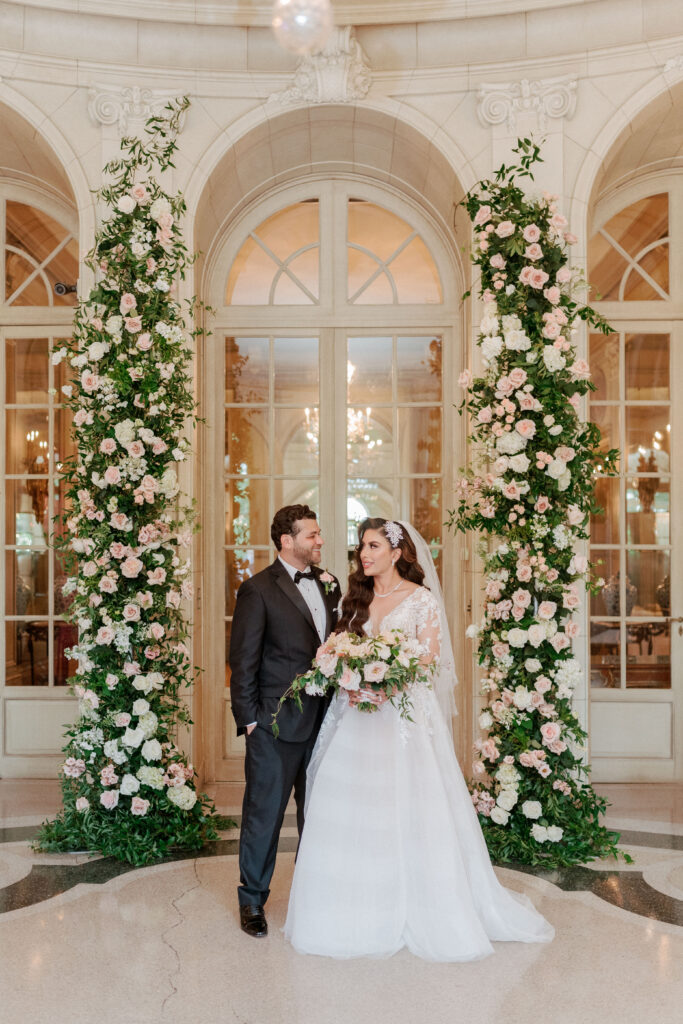 Meridian House wedding with blush and ivory flowers
